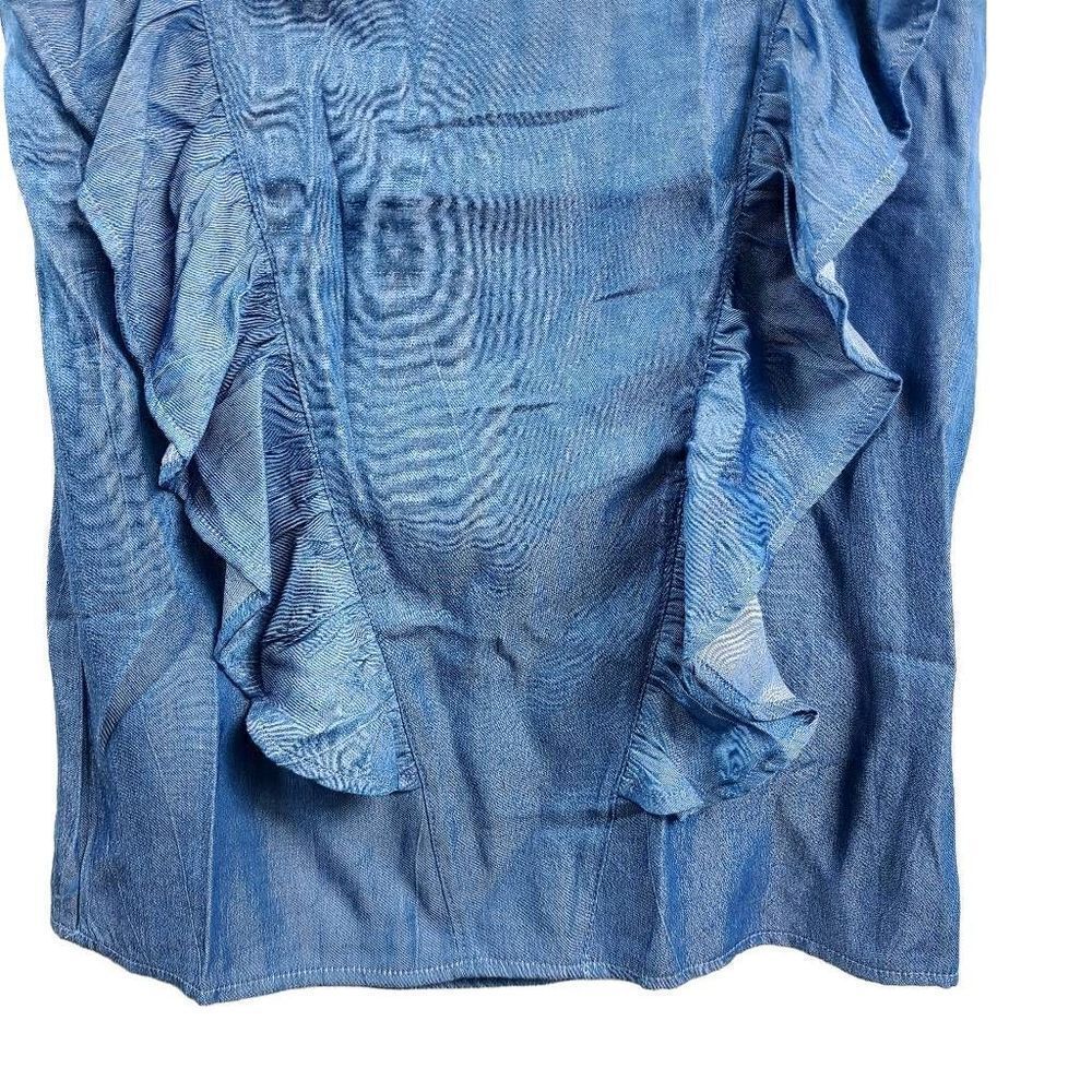 Select + Trend Ruffles Cap Sleeve Light Wash Top Size Small - Picture 4 of 6